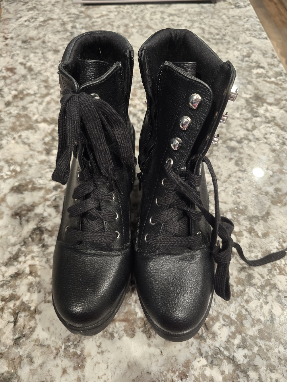 Black Lace-Up Combat Boots